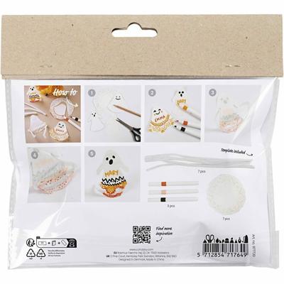 Creativ Company Mini hobbyset inkleuren, spookjes, zwart, lichtoranje, mid oranje, wit, 1 doos Creativ Company Mini hobbyset inkleuren, spookjes, zwart, lichtoranje, mid oranje, wit, 1 doos