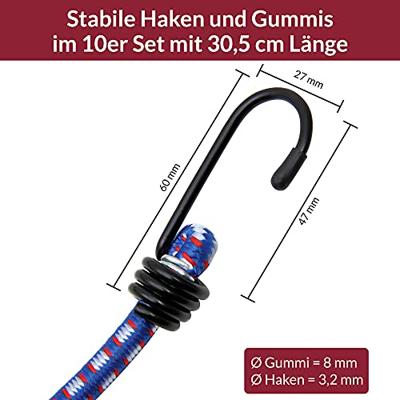 10 x Rubberen Bagagespin met haken 30 cm x 8 mm Ø 10 x Rubberen Bagagespin met haken 30 cm x 8 mm Ø