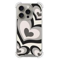 iPhone 15 Pro shockproof hoesje - Hart swirl zwart - thumbnail