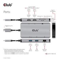 CLUB3D CSV-1593 interface hub USB 3.2 Gen 1 (3.1 Gen 1) Type-C 16200 Mbit/s Metallic - thumbnail