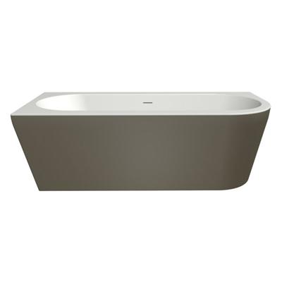 Half-vrijstaand bad Xenz Charley | 180x80 cm | Links | Incl.Badafvoer-Zwart mat | Sleuf overloop | Acryl | Mat wit-Zwart mat