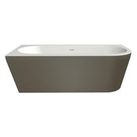 Half-vrijstaand bad Xenz Charley | 180x80 cm | Links | Incl.Badafvoer-Zwart mat | Sleuf overloop | Acryl | Mat wit-Zwart mat - thumbnail