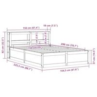 Bedframe met hoofdbord massief grenenhout wasbruin 150x200 cm - thumbnail