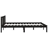 Bedframe massief grenenhout zwart 140x190 cm - thumbnail