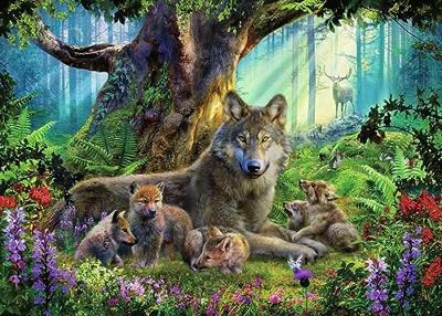 Puzzel ravensburger familie wolf in het bos 1000st Puzzel ravensburger familie wolf in het bos 1000st