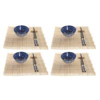 Sushi-set DKD Home Decor 14,5 x 14,5 x 31 cm Zwart Blauw Keramiek Orientaals (16 Onderdelen) - thumbnail