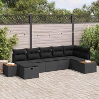 Tuinbankenset met kussen 8 pcs Zwart poly rattan - thumbnail