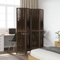 Kamerscherm met 4 panelen massief paulowniahout donkerbruin - thumbnail