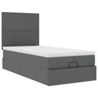 Ottoman bed met matras en LED's 140x190cm stof donkergrijs - thumbnail