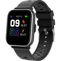 Denver SW-164BLACK, Bluetooth smartwatch, meting van lichaamstemperatuur, zuurstof en hartslag, sportactiviteitstracker, compatibel met iOS en Android. - thumbnail