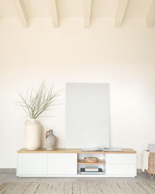 Kave Home TV-meubel 'Abilen' Eiken, 200 x 44cm, kleur Wit Kave Home TV-meubel 'Abilen' Eiken, 200 x 44cm, kleur Wit