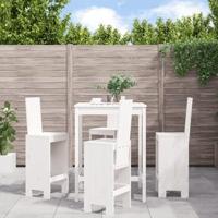 5-delige Barset massief grenenhout wit - thumbnail