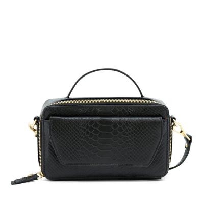 Dames leren handtas - zwart slangenprint - MŌSZ Naomi