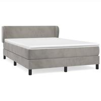 Boxspring met matras fluweel lichtgrijs 140x200 cm - thumbnail