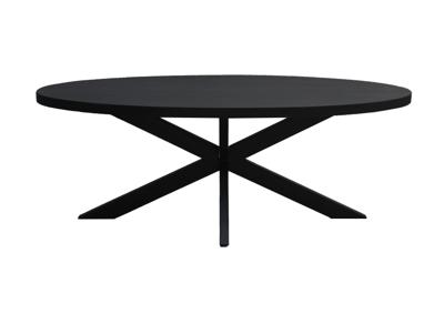 LivingFurn Ovale Eettafel 'Kala Spider' Mangohout en staal, 210 x 100cm, kleur zwart