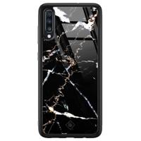 Samsung Galaxy A50 glazen hardcase - Marmer zwart - thumbnail