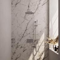 Brauer Chrome Carving Thermostatische Regendoucheset Inbouw - Hoofddouche 30 cm - Gebogen Wandarm - Met Drukknoppen - Handdouche Staaf - Doucheslang - Geintegreerde Glijstang - Chroom - thumbnail