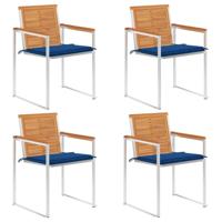 Tuinstoelen 4 st met kussens massief acaciahout - thumbnail