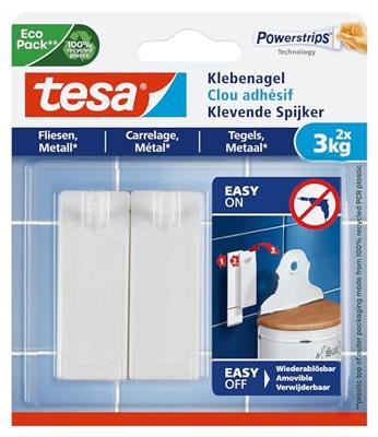 Klevende spijker tesa tegels metaal 3kg wit Klevende spijker tesa tegels metaal 3kg wit