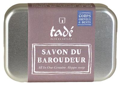 Reisblikje met aleppo zeep