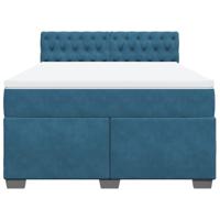 Boxspring met matras fluweel blauw 160x200 cm - thumbnail