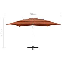 Parasol 4-laags met aluminium paal 250x250 cm terracottakleurig - thumbnail