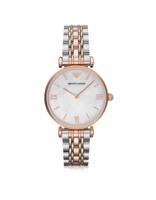 Emporio Armani Dames Retro parelmoer tweekleurig roestvrijstalen horloge AR1683 - thumbnail