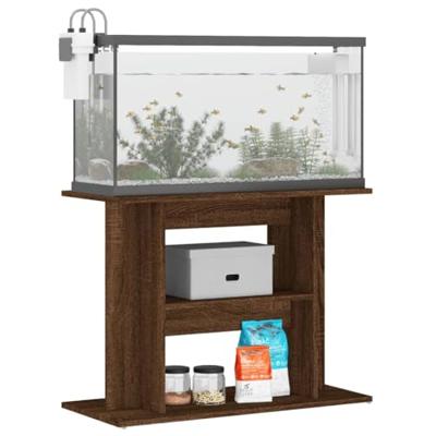 VidaXL Aquariumstandaard 80x35x60 cm bewerkt hout bruin eikenkleur - thumbnail
