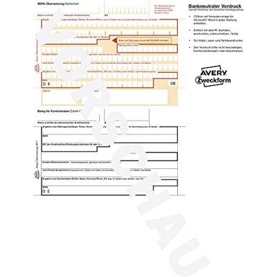 Avery-Zweckform Overschrijvingsformulier SEPA-Überweisung DIN A4 Aantal paginas: 100 2817 Avery-Zweckform Overschrijvingsformulier SEPA-Überweisung DIN A4 Aantal paginas: 100 2817