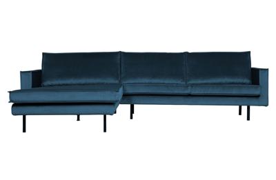 WOOOD Loungebank 'Rodeo' Links, Velvet, kleur Blauw