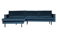 WOOOD Loungebank 'Rodeo' Links, Velvet, kleur Blauw - thumbnail