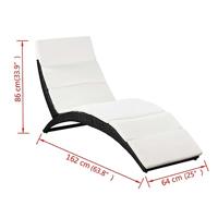 Ligbed met kussen inklapbaar poly rattan zwart - thumbnail