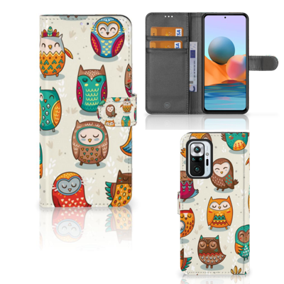 Xiaomi Redmi Note 10 Pro | Telefoonhoesje | Met pasjeshouder | Vrolijke Uilen