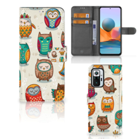 Xiaomi Redmi Note 10 Pro | Telefoonhoesje | Met pasjeshouder | Vrolijke Uilen - thumbnail