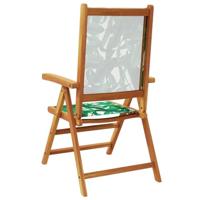 Tuinstoelen 2 st bladpatroon massief acaciahout en stof - thumbnail