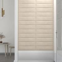 Wandpanelen 12 st 1,08 m 60x15 cm fluweel crmekleurig - thumbnail