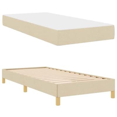 Boxspring bed Crème, Bruin 90 x 200 cm Stof, Engineered Hout