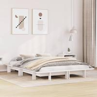 Bedframe zonder matras massief grenenhout wit 140x190 cm - thumbnail