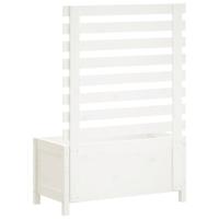 Plantenbak met rek 79x39,5x114 cm massief grenenhout wit - thumbnail