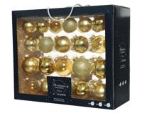 Decoris kerstballen set Glas 42st Goud 5-6-7cm - thumbnail