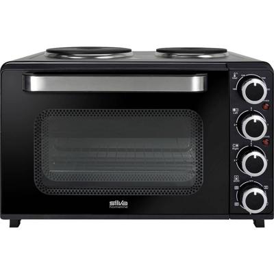 Silva KK 3200 Mini-oven 2 gescheiden temperatuurregelaars, Anti-aanbaklaag, Heteluchtfunctie, Incl. kookplaat, Controlelampje, Met grillspies, Met pizzasteen,