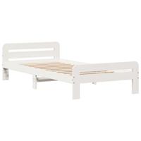 Bed met boekenkast zonder matras grenenhout wit 140x190 cm - thumbnail