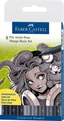 Faber Castell Tekenstift Pitt Artist Pen - Manga 8-delig etui - Basic