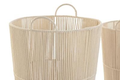 Basket spelset DKD Home Decor Beige Metaal 42 x 42 x 51 cm 3 Onderdelen