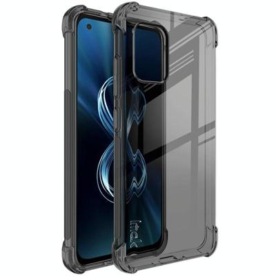 Voor ASUS ZENFONE 8 IMAK ALL-INCLUSIEF SCHOPPROFE AIRBAG TPU-hoesje met schermbeschermer (transparant zwart)
