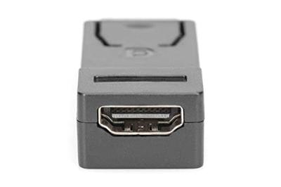 Digitus DB-340602-000-S DisplayPort / HDMI Adapter [1x DisplayPort stekker - 1x HDMI-bus] Zwart Afgeschermd (dubbel), Afsluitbaar