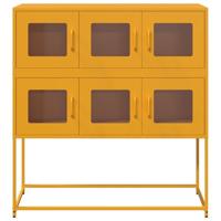 Dressoir 100,5x39x107 cm koudgewalst staal mosterdgeel - thumbnail