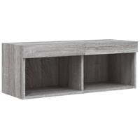 4-delige Tv-wandmeubelset met LED bewerkt hout grijs sonoma - thumbnail