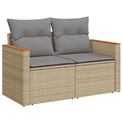 11-delige Loungeset met kussens poly rattan grijs