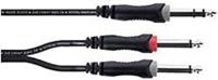 Cordial 14878 Jackplug Audio Y-adapter [1x Jackplug male 6,3 mm (stereo) - 2x Jackplug male 6,3 mm (mono)] 3 m Zwart PVC-mantel, Tweelingkabel - thumbnail